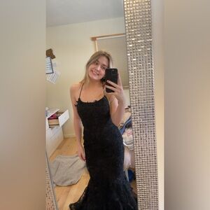 Black Lace Spaghetti-Strap Dress from Gipper prom